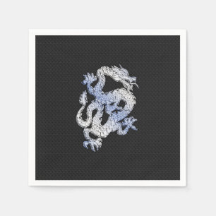 Chrome Style Dragon in Black Snake Skin Print Napkin