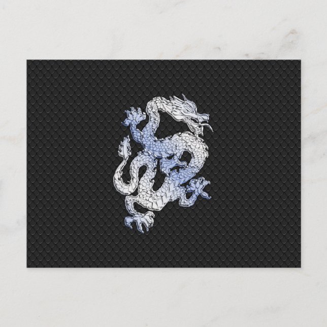 Chrome Style Dragon in Black Snake Skin Print Postcard (Front)