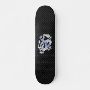 Chrome Style Dragon in Black Snake Skin Print Skateboard