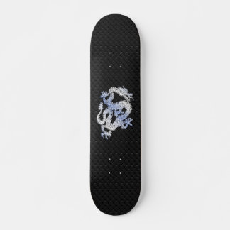 Chrome Style Dragon in Black Snake Skin Print Skateboard