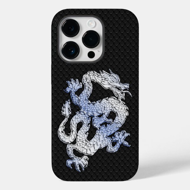 Chrome Style Dragon on Black Snake Skin Case-Mate iPhone Case (Back)