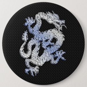 Chrome Style Dragon on Black Snake Skin Print 6 Cm Round Badge
