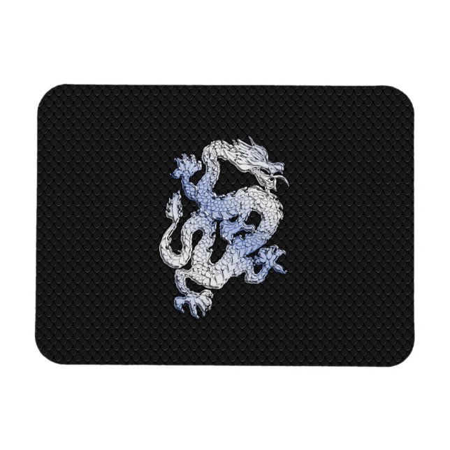Chrome Style Dragon on Black Snake Skin Print Magnet (Horizontal)