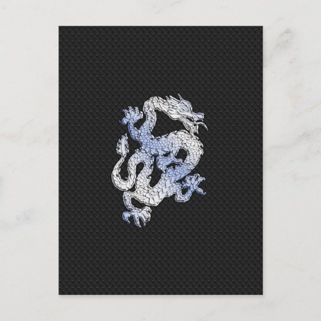 Chrome Style Dragon on Black Snake Skin Print Postcard (Front)