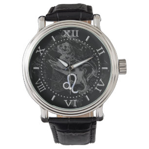 Chrome Style Leo Zodiac Sign on Hevelius Dial Watch