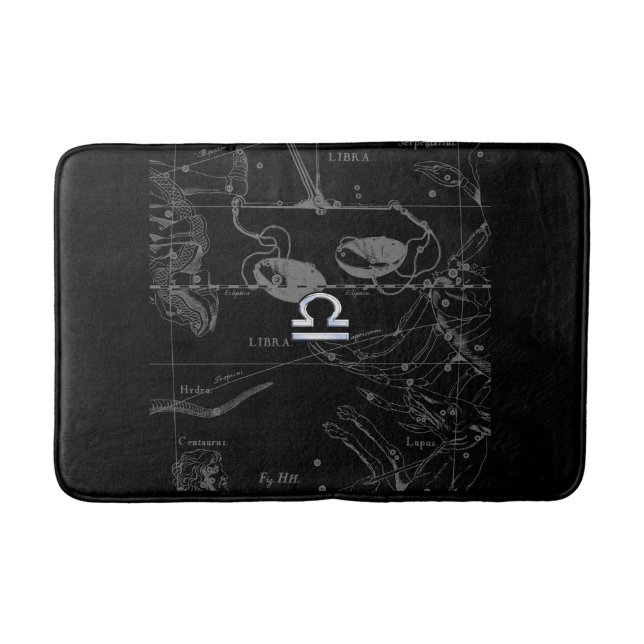 Chrome Style Libra Zodiac Sign on Hevelius Bath Mat (Front)