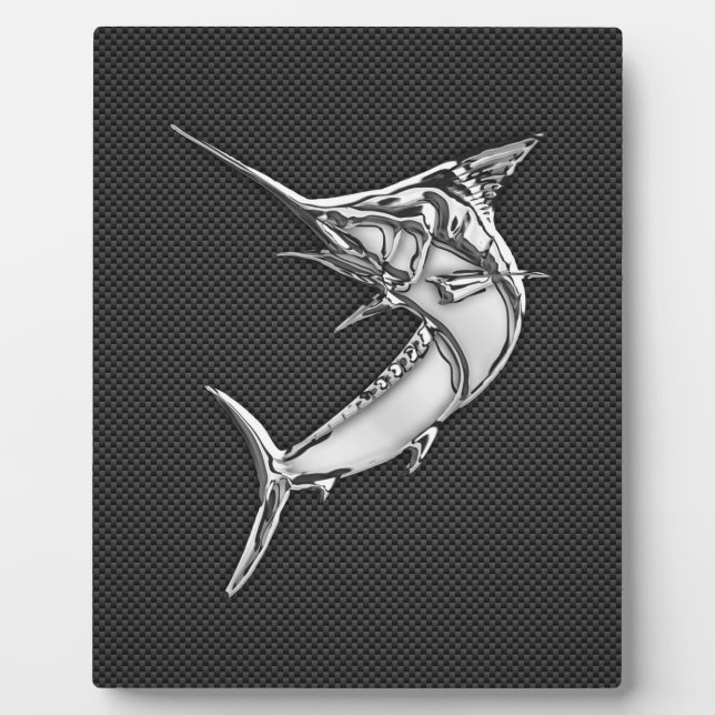 Chrome Style Marlin on Carbon Fibre Plaque (Front)