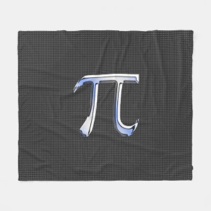 Chrome Style Pi Symbol on Carbon Fibre Print Fleece Blanket