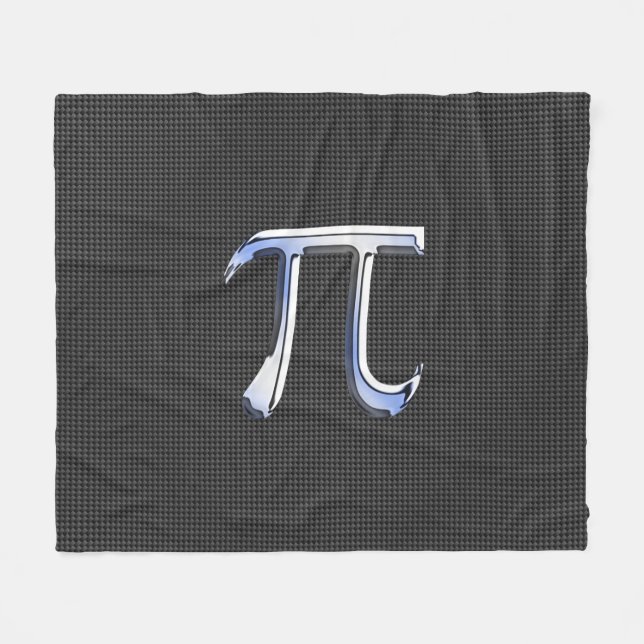 Chrome Style Pi Symbol on Carbon Fibre Print Fleece Blanket (Front (Horizontal))