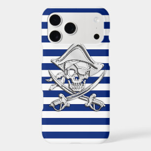 Chrome Style Pirate on Nautical Stripes