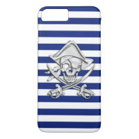Chrome Style Pirate on Nautical Stripes