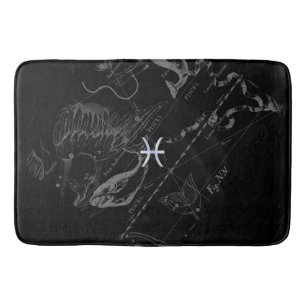 Chrome Style Pisces Zodiac Sign on Hevelius Bath Mat