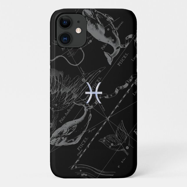 Chrome Style Pisces Zodiac Sign on Hevelius Case-Mate iPhone Case (Back)
