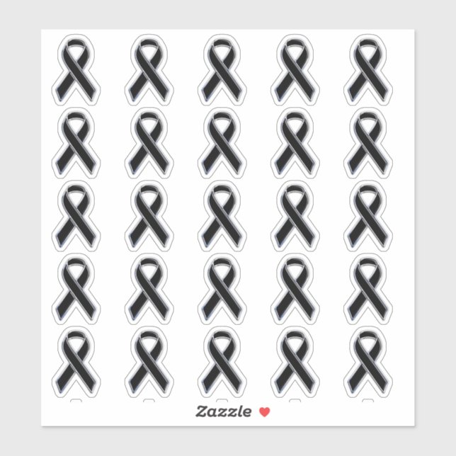 Chrome Style Print Black Ribbon Awareness (Sheet)