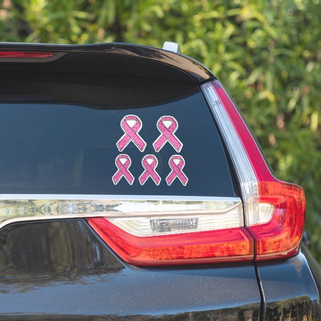 Chrome Style Print Pink Ribbon Awareness (Car Side)