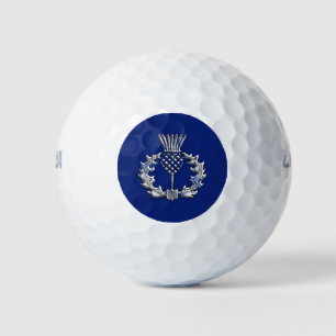 Chrome Style Print Scottish Thistle Golf Balls