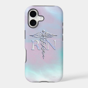 Chrome Style RN Caduceus Medical Mother Pearl Look