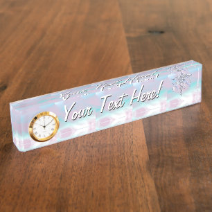 Chrome Style RN Caduceus Medical Mother Pearl Look Nameplate