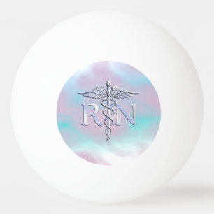Chrome Style RN Caduceus Medical Mother Pearl Look Ping Pong Ball