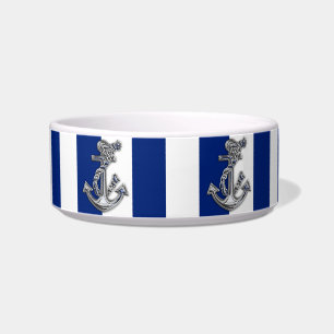 Chrome Style Rope Anchor on Nautical Stripes Bowl