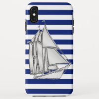 Chrome Style Sailboat on Nautical Stripes