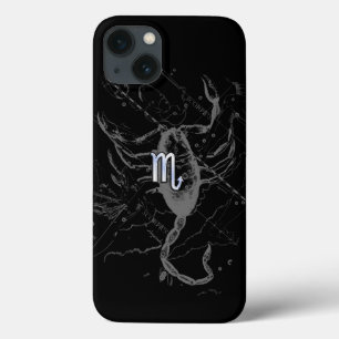 Chrome Style Scorpio Zodiac Sign on Hevelius iPhone 13 Case
