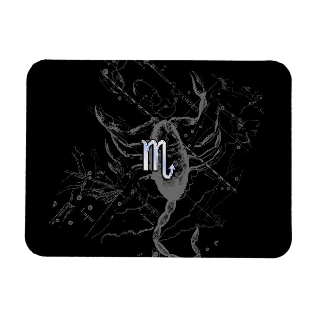 Chrome Style Scorpio Zodiac Symbol on Hevelius Magnet (Horizontal)