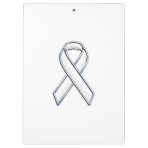 Chrome Style White Ribbon Awareness Clipboard