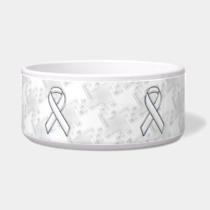 Chrome Style White Ribbon Awareness Houndstooth
