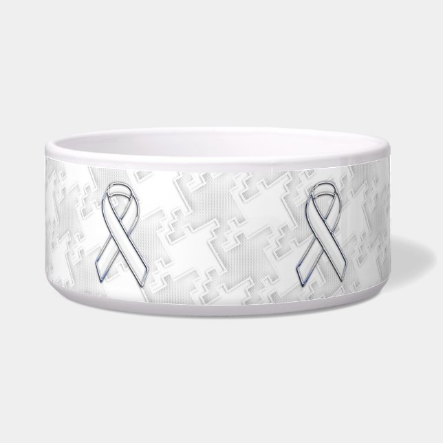 Chrome Style White Ribbon Awareness Houndstooth (Front)