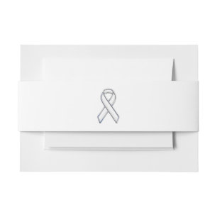 Chrome Style White Ribbon Awareness Invitation Belly Band