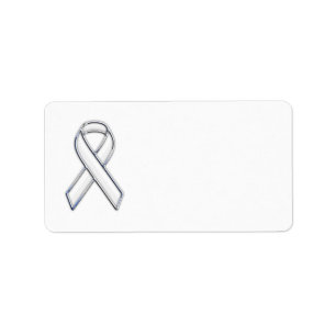 Chrome Style White Ribbon Awareness Label