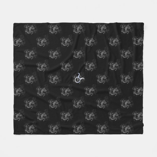 Chrome Taurus Zodiac Sign on Hevelius Style Fleece Blanket (Front (Horizontal))