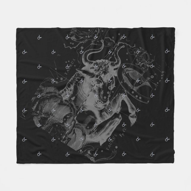 Chrome Taurus Zodiac Sign on Hevelius Style Fleece Blanket (Front (Horizontal))