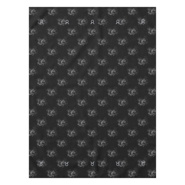 Chrome Taurus Zodiac Sign on Hevelius Style Tablecloth (Front)