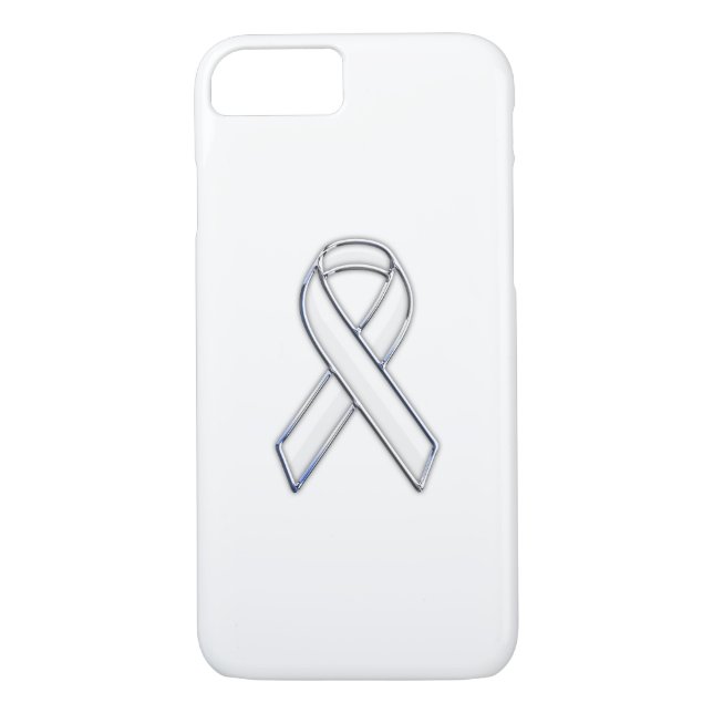 Chrome Trim Style White Ribbon Awareness Case-Mate iPhone Case (Back)