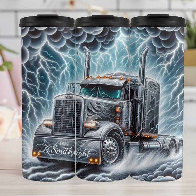 Chrome Truck Lightning Storm Highway Thermal Tumbler (Creator Uploaded)