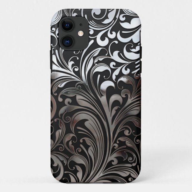 Chrome Vines on Black iPhone 5 Case (Back)