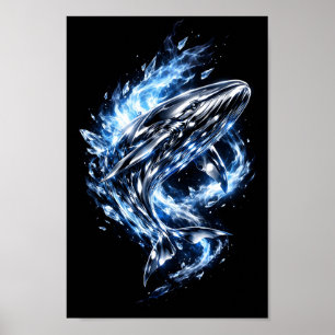 Chrome Whale Blue Ice Crystal Art Print