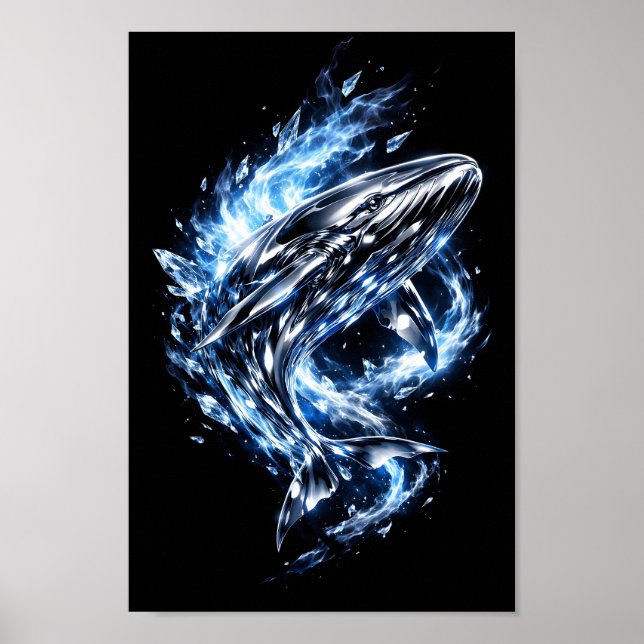 Chrome Whale Blue Ice Crystal Art Print (Front)