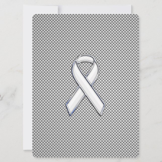 Chrome White Ribbon Awareness Carbon Fiber Print (Front)