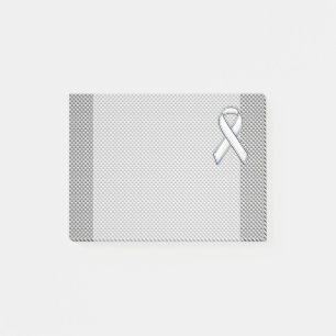 Chrome White Ribbon Awareness Carbon Fibre Decor Post-it Notes