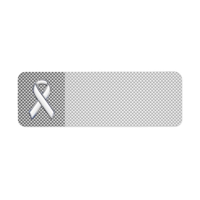 Chrome White Ribbon Awareness Carbon Fibre Print (Front)