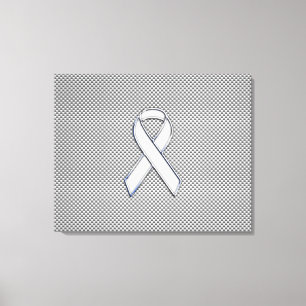 Chrome White Ribbon Awareness Carbon Fibre Print