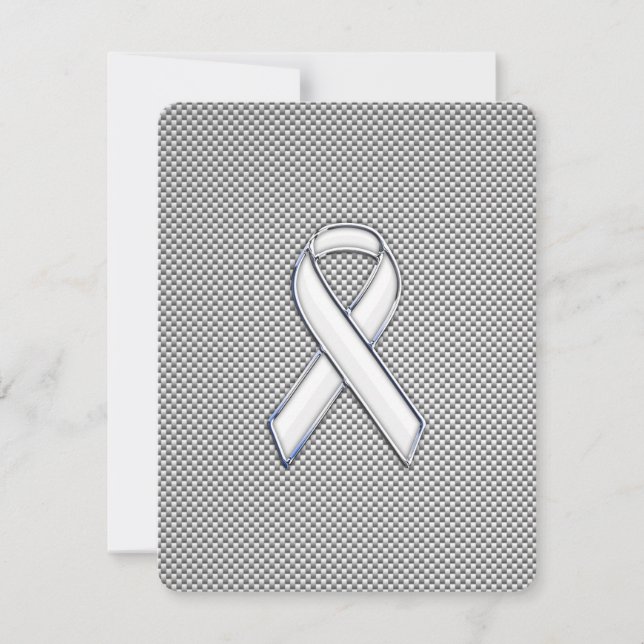 Chrome White Ribbon Awareness Carbon Fibre Print (Front)
