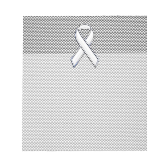 Chrome White Ribbon Awareness Carbon Fibre Print Notepad (Front)