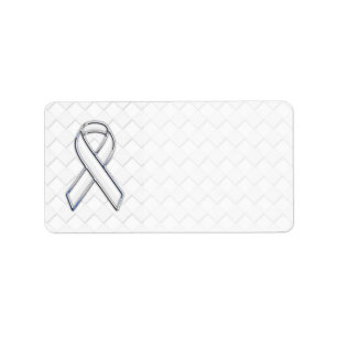 Chrome White Ribbon Awareness on Checkers Print Label