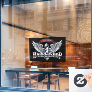 Chrome Winged Barberpole Window Cling