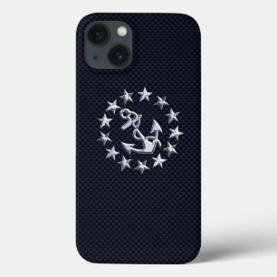 Chrome Yacht Flag on Carbon Fibre Print  iPhone 13 Case