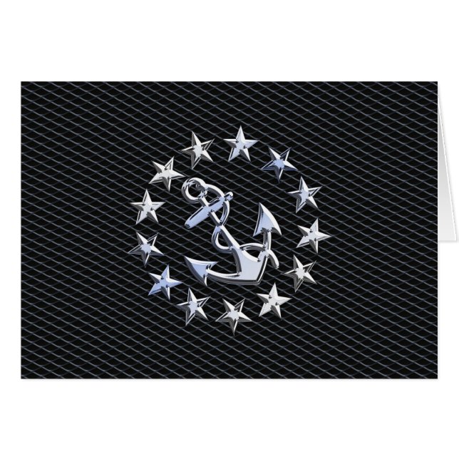 Chrome Yacht Naval Flag on Automotive Grille Print (Front Horizontal)